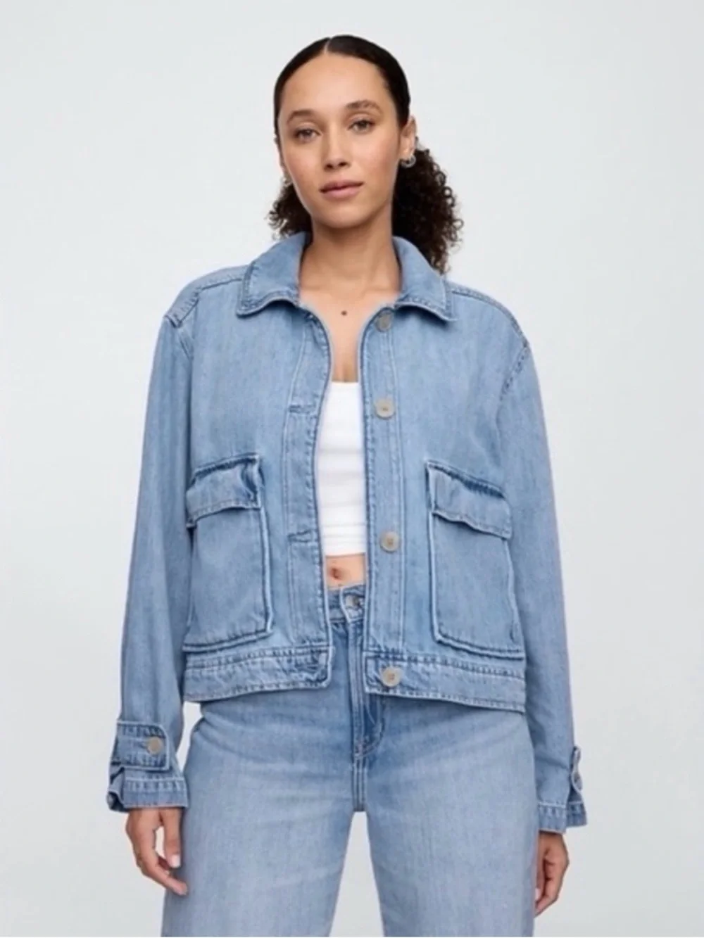 GAP Light Blue Denim Utility Jacket - Picture 1 of 4